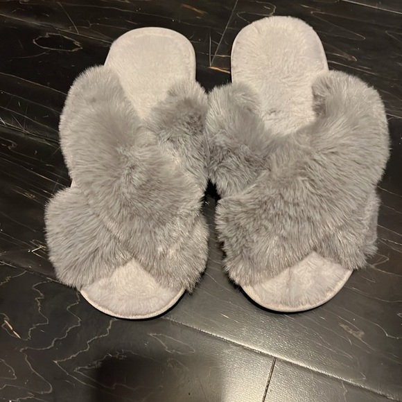 Metog Women's Fuzzy Slippers House Slippers Cross Band Outdoor Soft Open Toe - Picture 5 of 8